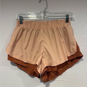 Free People dual color tan and brown flowy shorts